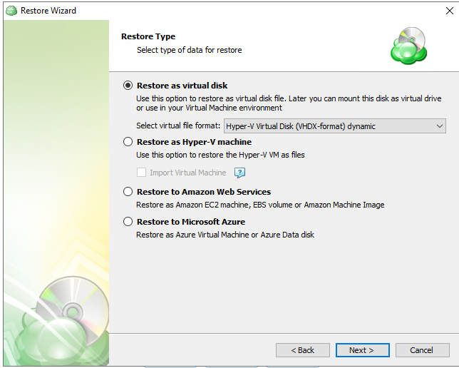 Restore Hyper-V Virtual Machines